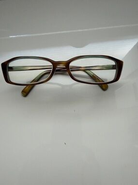 Paul Smith Brown Tortoise Rectangular Glasses with Blue Temples preowned